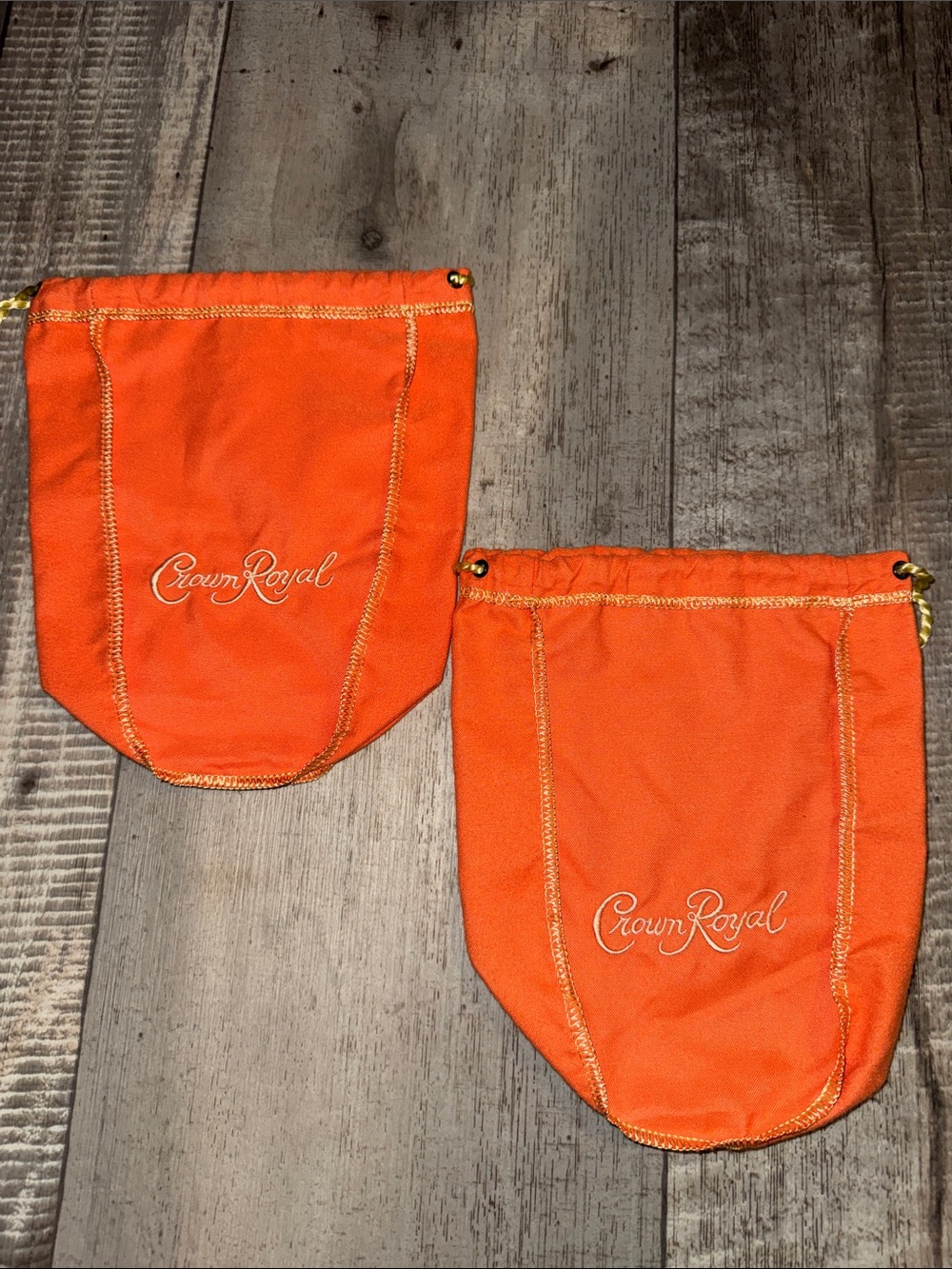 Crown Royal brown Drawstring Pouches - medium size (appx) 9x7.5 Set of 2